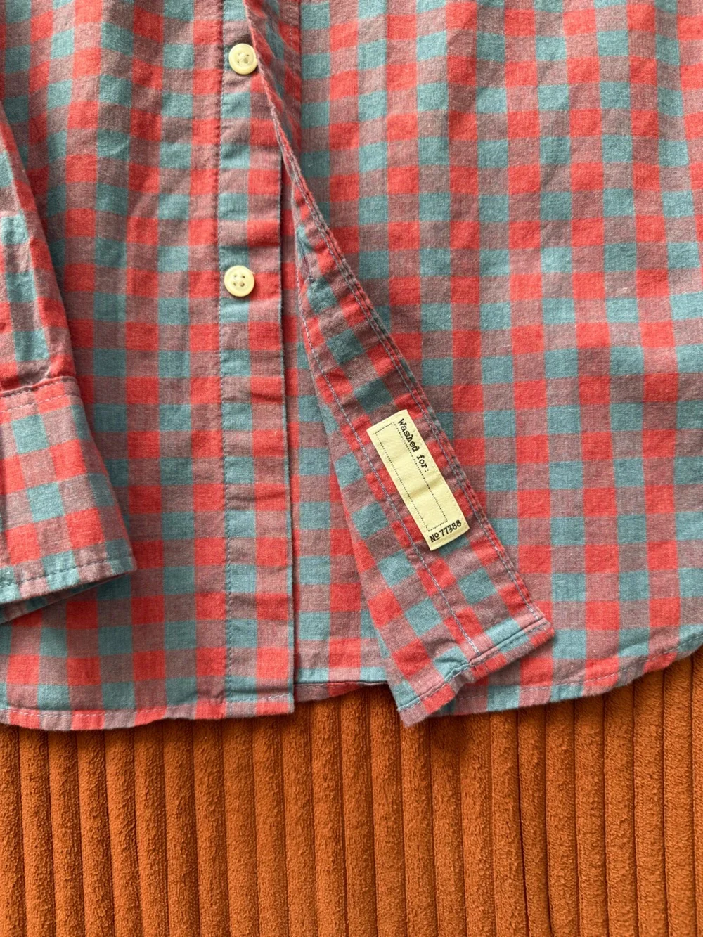 J. Crew Red and Teal Check Button-Down Shirt